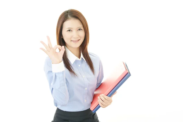 The woman who enjoy working — Stock Photo, Image