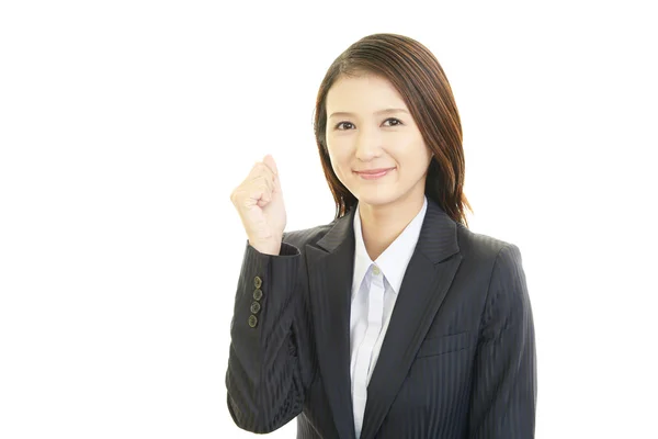 The woman who enjoy working — Stock Photo, Image