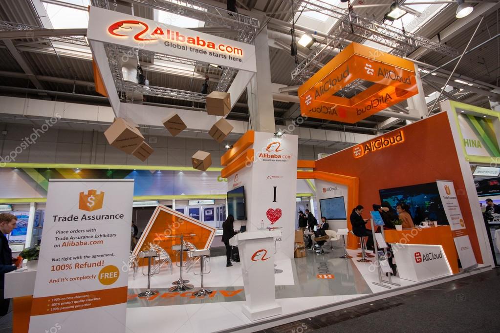 HANNOVER, GERMANY - MARCH 14, 2016: Booth of Alibaba Group at CeBIT information technology trade show in Hannover, Germany on March 14, 2016