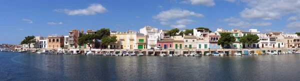 Panorama of Portocolom landing stage and garages for outboard motorboat — Stock Photo, Image