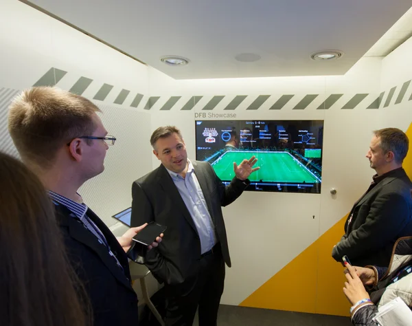 BERLIN, GERMANY - NOVEMBER 11, 2014: SAP Vice President Rolf Schumann talks how Big Data software helps German football team at SAP TechEd 2014 conference on November 11, 2014 in Berlin, Germany — Stock Photo, Image