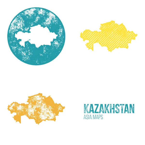 カザフスタン グランジ レトロ マップ - アジア — ストックベクタ