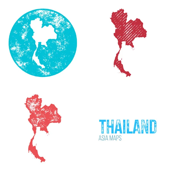 Tailândia Grunge Retro Maps - Ásia —  Vetores de Stock