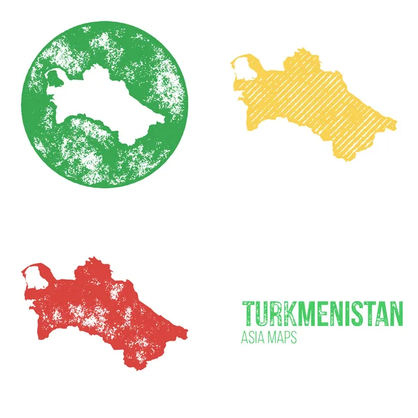 Turkmenistan Grunge Retro Maps - Asia — Vettoriale Stock