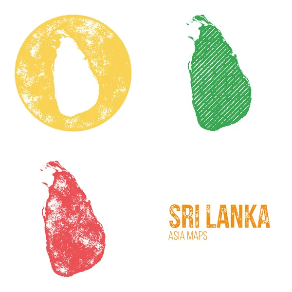 スリランカ グランジ レトロ マップ - アジア — ストックベクタ