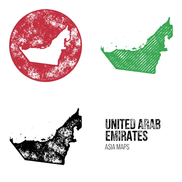 Emirati Arabi Uniti Grunge Retro Maps - Asia — Vettoriale Stock
