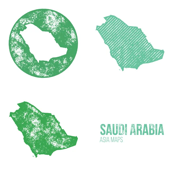 Arabie Saoudite Grunge Retro Maps - Asie — Image vectorielle