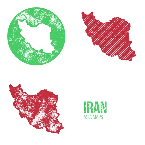 Iran grunge retro kaarten-Azië — Stockvector