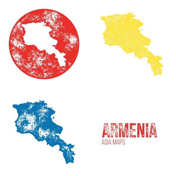 Örményország grunge retro térképek-Ázsia — Stock Vector