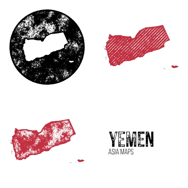 Yemen Grunge Retro Maps - Asia — Archivo Imágenes Vectoriales