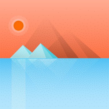 Retro düz vektör manzara arka plan.