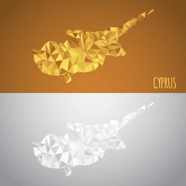 Låg poly Cypern karta med nationella färger — Stock vektor