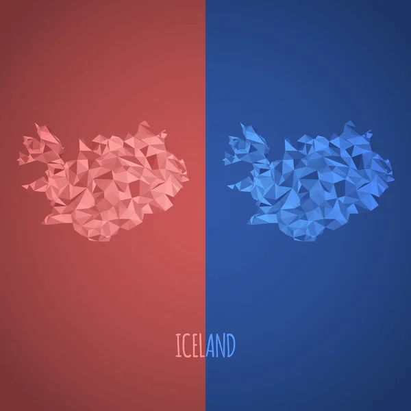 Mapa de Low Poly Islandia con colores nacionales — Archivo Imágenes Vectoriales