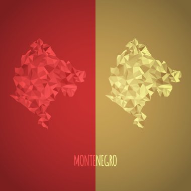 Ulusal renkleri ile düşük Poli Karadağ harita