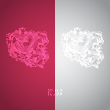 Ulusal renkleri ile düşük Poli Polonya harita