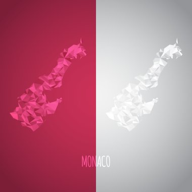 Ulusal renkleri ile düşük Poli Monako Haritası