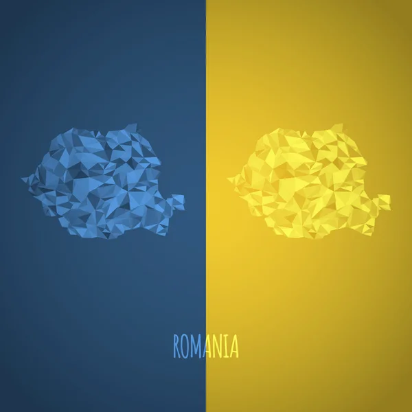 Mappa Low Poly Romania con Colori Nazionali — Vettoriale Stock