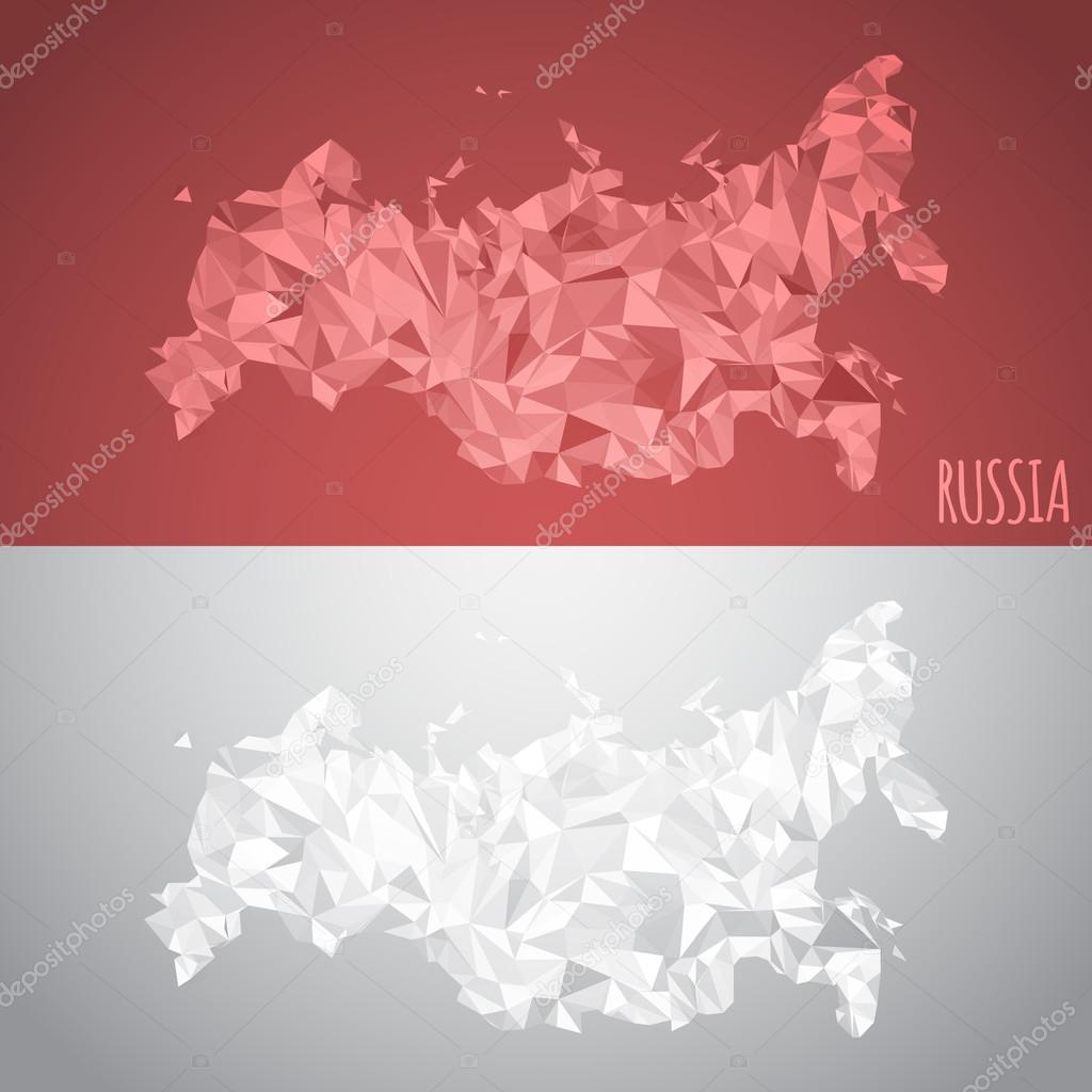 Low Poly Russia Map with National Colors
