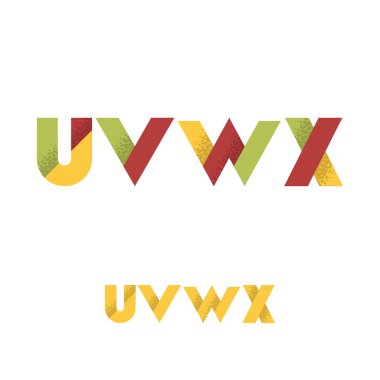 u v w x gürültü gölge ile modern düz alfabe