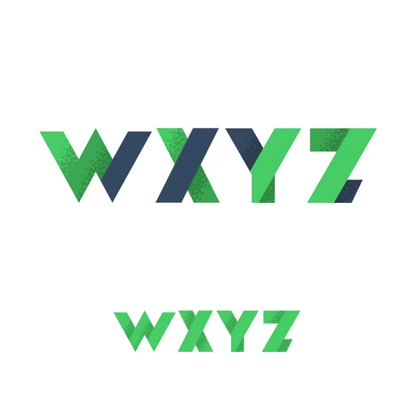 Alphabet plat moderne W X Y Z avec ombre sonore — Image vectorielle
