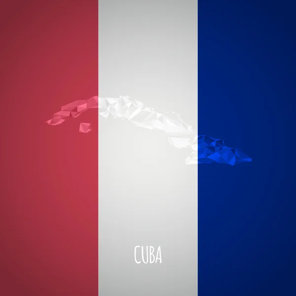 Mappa di Cuba Low Poly con colori nazionali — Vettoriale Stock