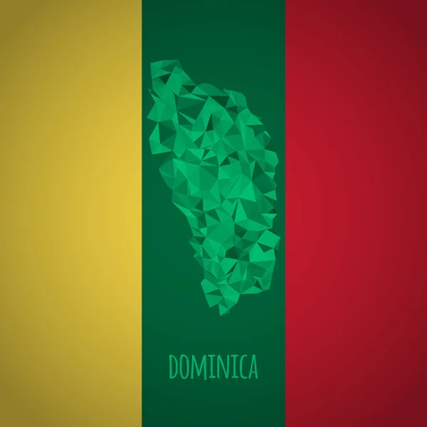 Mappa di Low Poly Dominica con colori nazionali — Vettoriale Stock