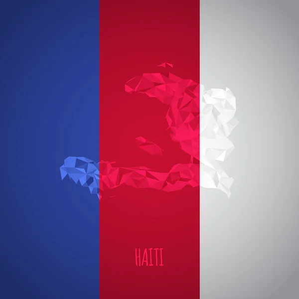 Low-Poly-Haiti-Karte mit Nationalfarben — Stockvektor