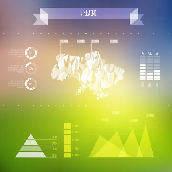 Abstrakte Ukraine-Karte mit infografischen Elementen — Stockvektor