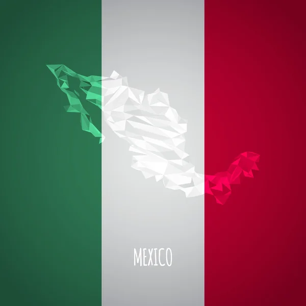 Peta Meksiko Poli Rendah dengan Warna Nasional - Stok Vektor