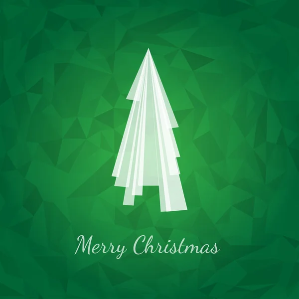Abstract Christmas Tree on Green Low Poly Background — Stock Vector