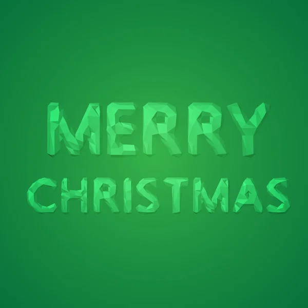 Low Poly Merry Christmas Sign on Green Background — Stock Vector