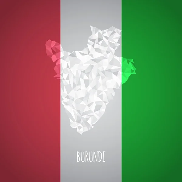 Mappa Basso Poly Burundi con Colori Nazionali — Vettoriale Stock