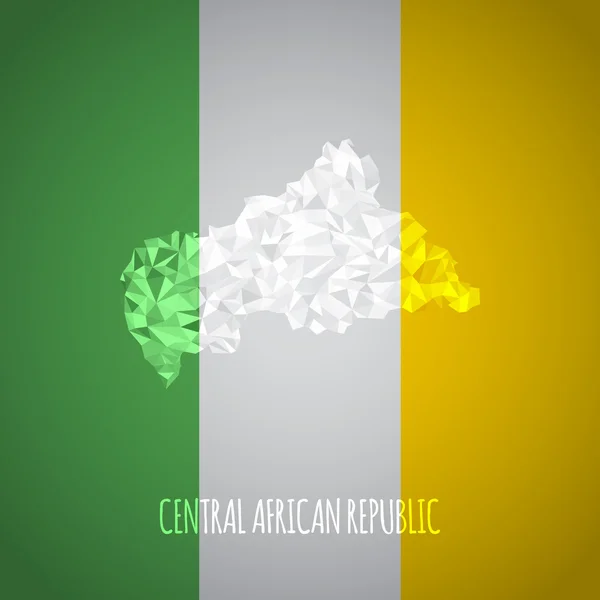 Mappa della Repubblica Centrafricana a Basso Poly con Colori Nazionali — Vettoriale Stock