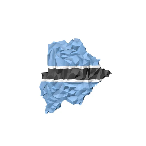 Low Poly Botswana Map with National Flag — Stock Photo, Image