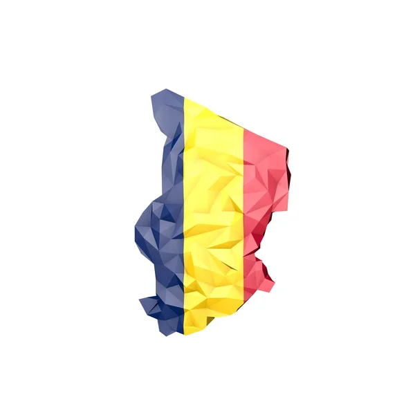 Mapa de Low Poly Chad con bandera nacional —  Fotos de Stock