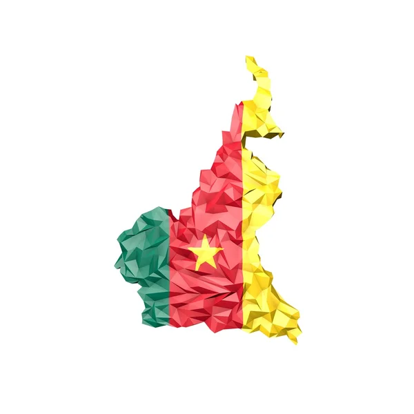 Mappa Low Poly Camerun con Bandiera Nazionale — Foto Stock