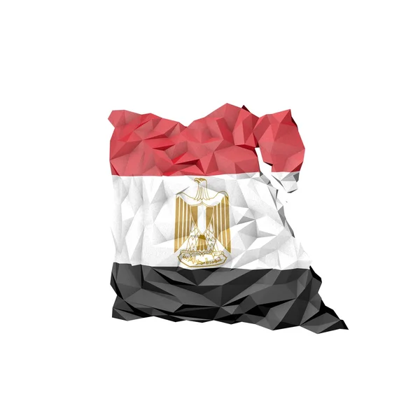 Bajo Poly Egipto Mapa con la bandera nacional — Foto de Stock