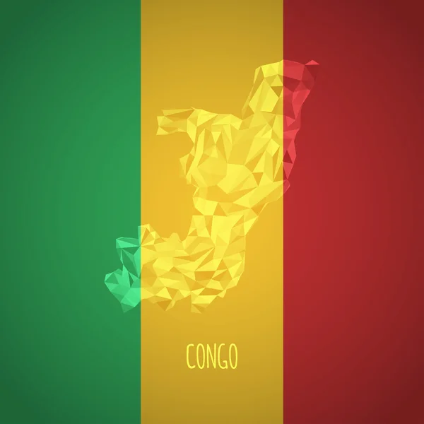 Basso Poly Congo con colori nazionali — Vettoriale Stock