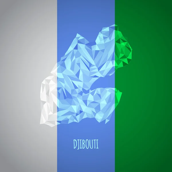 Low Poly Djibouti con colores nacionales — Archivo Imágenes Vectoriales