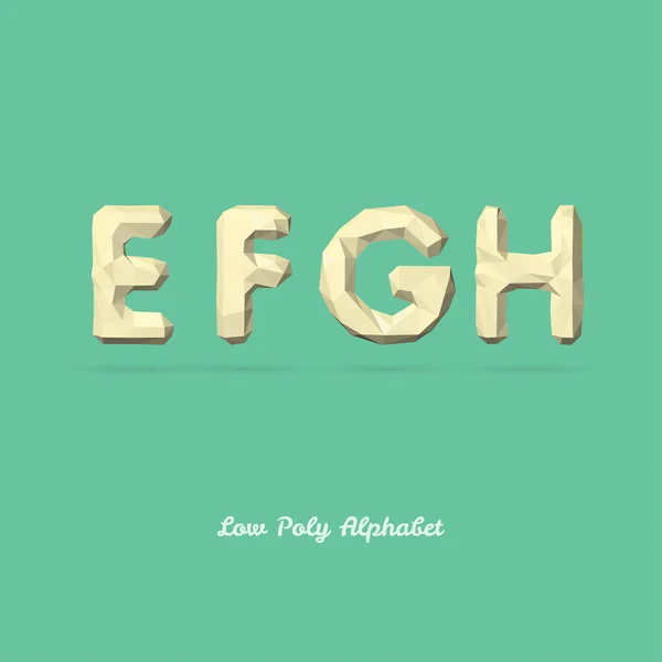 Laag Poly alfabet Letter E F G H — Stockvector