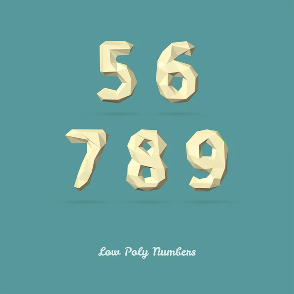 Laag Poly alfabet nummer 5 6 7 8 9 — Stockvector