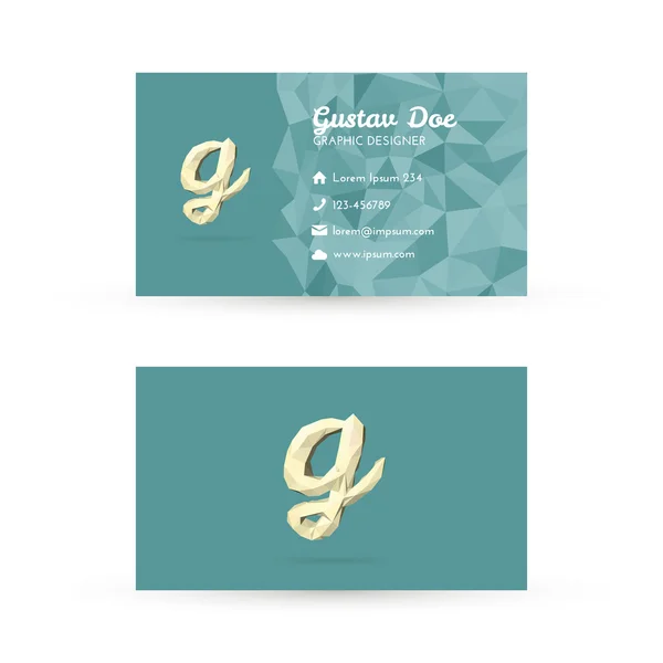 Low Poly Business Card Template with Initials Letter G — Stock Vector