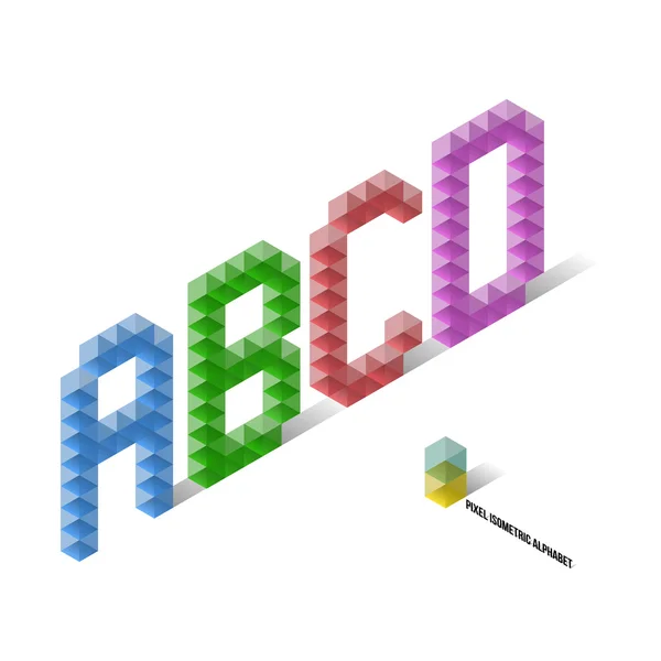 A B C D - Ізометричний алфавіт пікселів — стоковий вектор