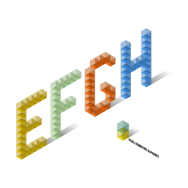 E F G H - Pixel Isometric Alphabet — Stock Vector