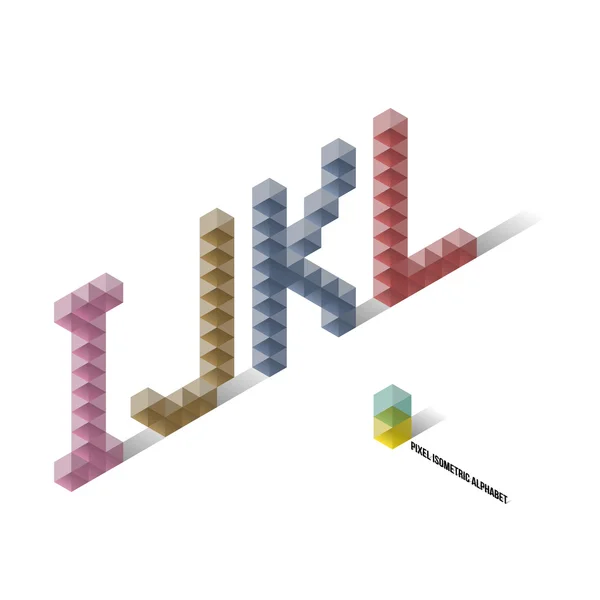 I J K L - Alfabeto isometrico pixel — Vettoriale Stock