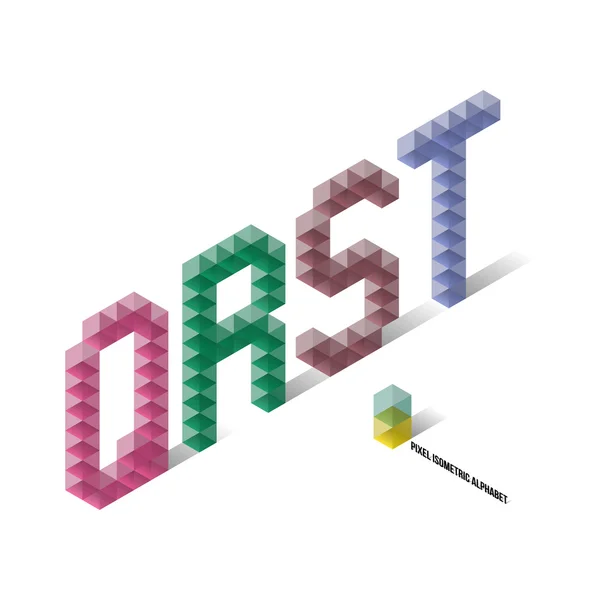 Q R S T - Pixel isometrische alfabet — Stockvector