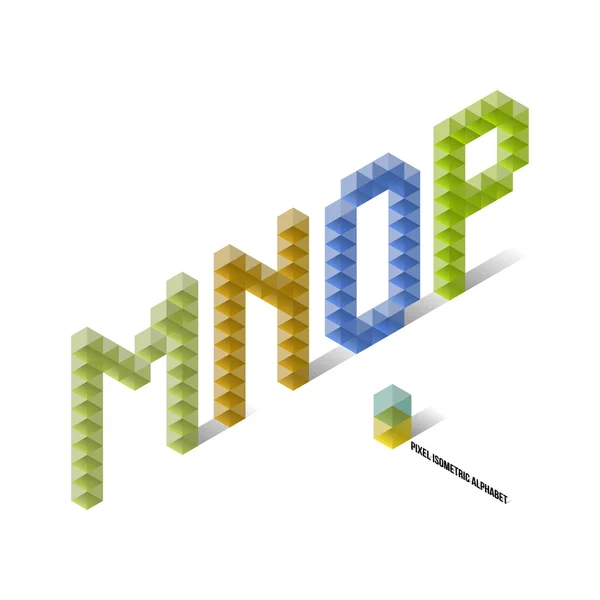 M N O P - Pixel Isometric Alphabet — Stock Vector