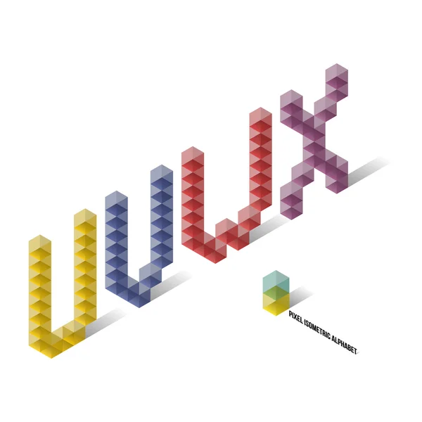 U V W X - Pixel Isometric Alphabet — Stock Vector