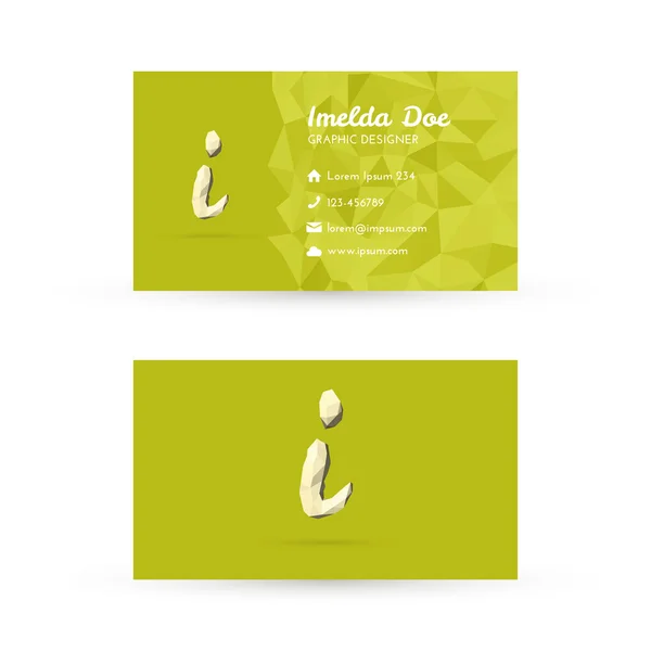 Low Poly Business Card Template with Initials LetterI — Stock Vector
