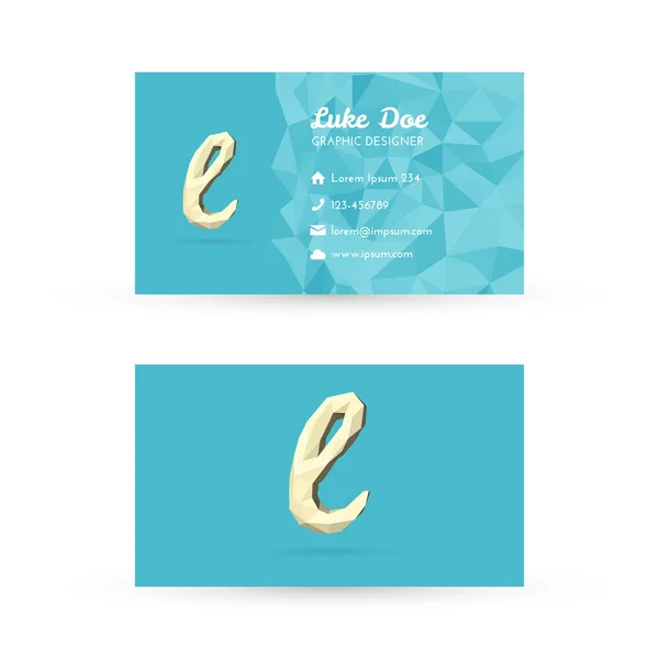 Low Poly Business Card Template with Initials Letter L — Stock Vector